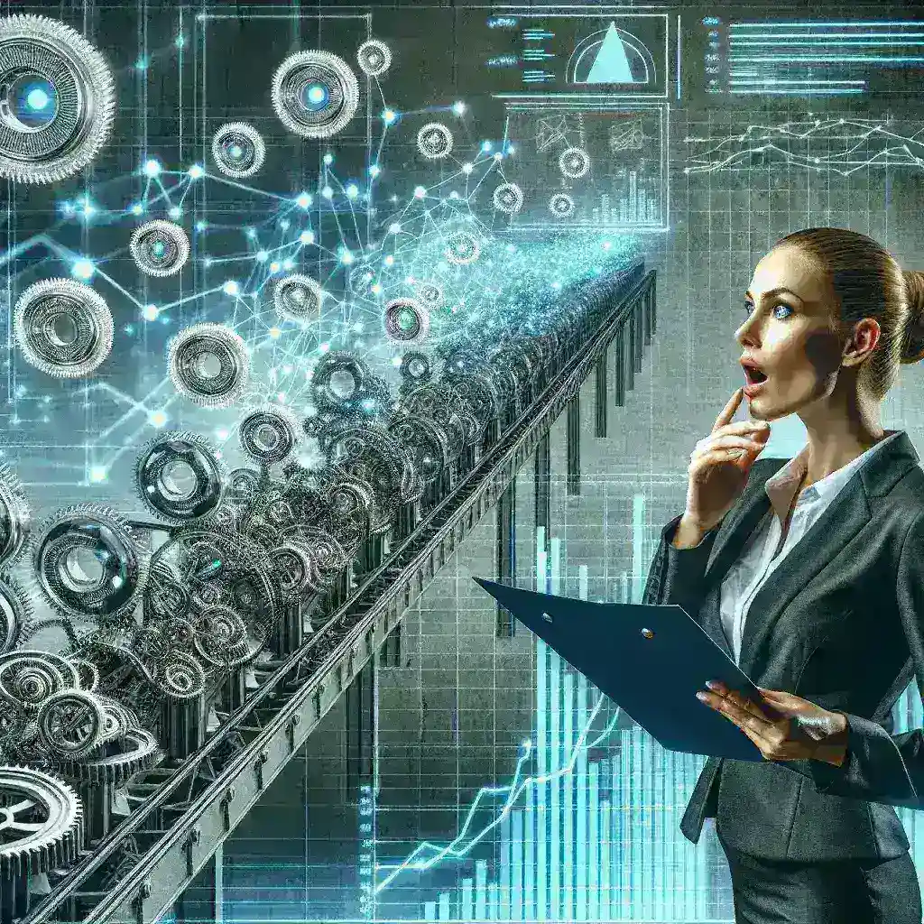 "Team collaborating with process automation software on a digital dashboard to enhance business operations and efficiency in the modern workplace."