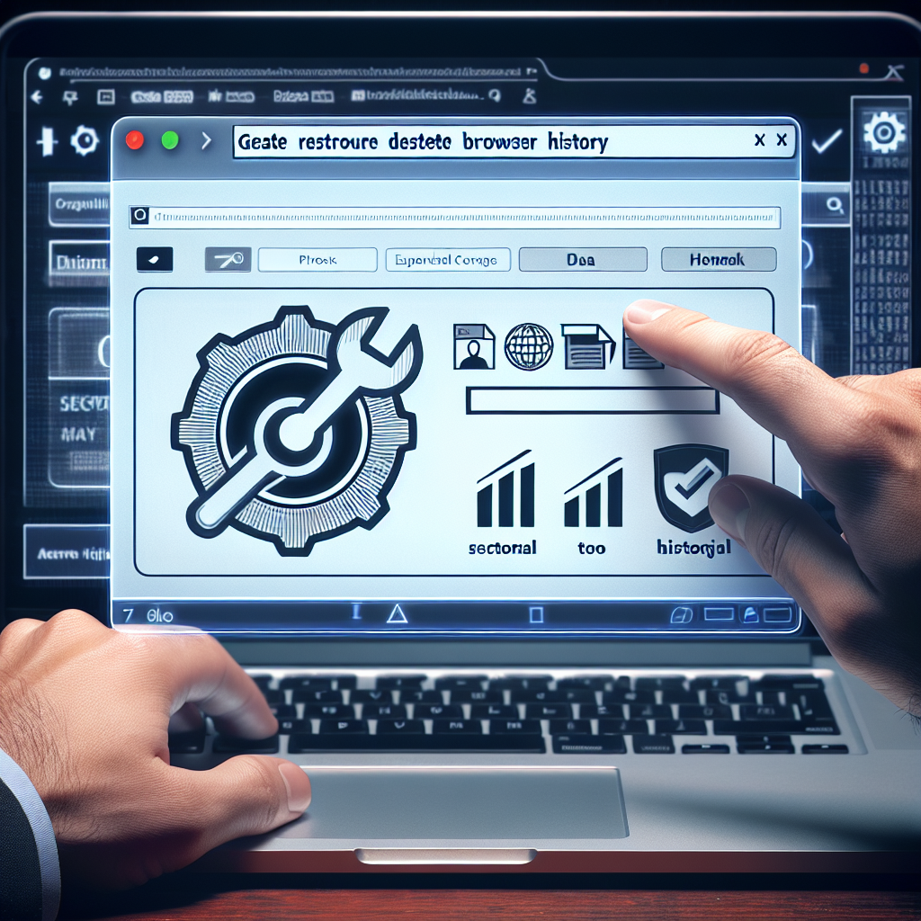 "Person using a laptop to recover deleted Chrome browser history with a third-party tool, illustrating methods to restore lost web activity."